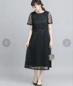レースプリーツドレス　アーバンリサーチロッソ　結婚式　お呼ばれワンピース