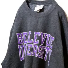 チャンピオン ベルビュー大学 ロゴ スウェットトレーナー グレー灰色 L古着