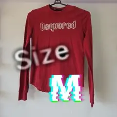 Dsquared2 赤 ロングスリーブ Tシャツ M 古着用 ダメージ加工
