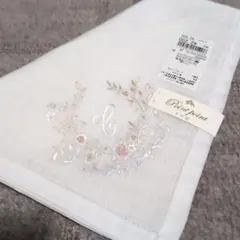 手刺繍　ベトナム　ハンカチ　イニシャル（C）