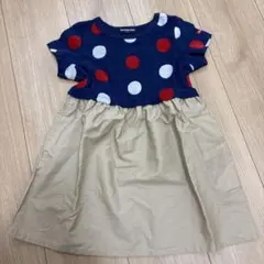 moujonjon 半袖 ワンピース ドット柄 110cm - メルカリ