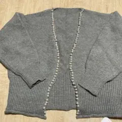 ＫＯＢＥ　ＬＥＴＴＵＣＥ神戸レタス⭐️グレー パール装飾 ニットカーディガン