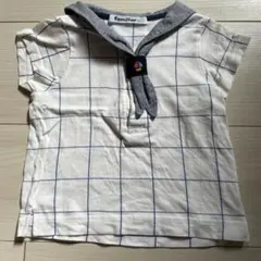 familiar チェック柄 セーラー襟 Tシャツ 80