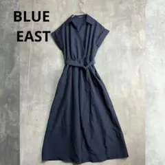 ブルーイースト　ワンピース　半袖　上品　襟　ベルト　Aライン　夏
