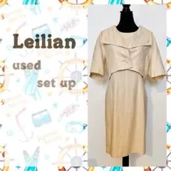 Leilian レリアン リネンジャケット&ワンピース セットアップ シンプル
