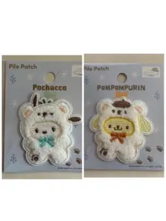 ふわふわスノー パイルワッペン ポチャッコ ポムポムプリン シール