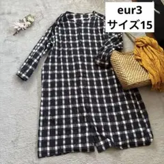 【大きいサイズ】eur3 チェック レーヨンコットンワンピ 15ブルーノーカラーのサムネイル