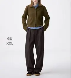 ② 【新品】GU チノバレルレッグタックパンツ ブラウン　XXL⚪︎357941