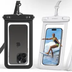 スマホ 防水ケース 2枚セット 水中撮影 顔認証対応 タッチ可能
