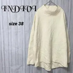 【インディヴィ】 ニット ハイネック セーター ウール カシミア混 ゆったり