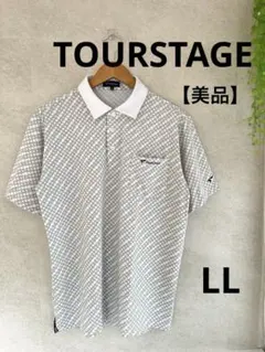 【極美品】ツアーステージ ゴルフウェア 半袖 ポロシャツ LL 総柄　553のサムネイル