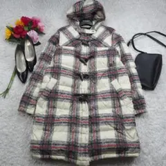H120*INED イネド☆チェック柄☆ダウンコート☆ダウンジャケット☆17.