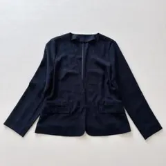 N. ナチュラルビューティーベーシック ノーカラー サマー ジャケット 紺 M