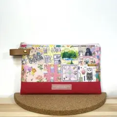 [ハンドメイド]フラットポーチ ／ユキエモン×帆布23