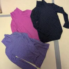 花柄、水玉タートルネック長袖カットソー3色セット130㌢
