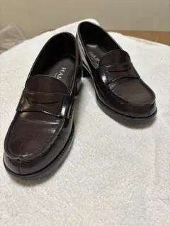 HARUTA ダークブラウン レザー ローファー 中ヒール