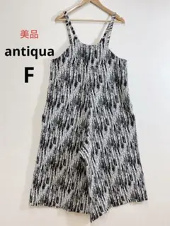 美品 antiqua サロペット オーバーオール ジャガード織りサロペット F