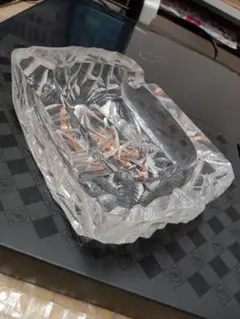 昭和レトロ 透明ガラス灰皿 トレイ キャンドルホルダー スクエアトレイ