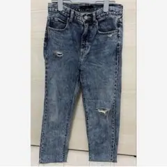 UNIQLO ユニクロ ダメージ加工 ストレート デニム ジーンズ ブルー