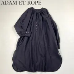 アダムエロペ 美品 インドコットンボイル 微シアー ギャザースリーブチュニック