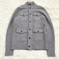 8193 バナナリパブリック ハイネック長袖カーディガン ジップアップ ポケット