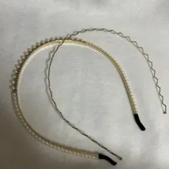 パール付きゴールドヘアバンド2個セット