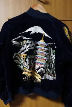 50s 復刻 別珍 スーベニアジャケット 襟付き 刺繍 ドラゴン 鷲