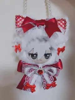 ぬい服 ちびぐるみ10cm 可愛いレースリボンお姫様猫 パール付き着せ替え服