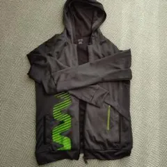 Reebok メッシュフルジップパーカー ブラック/グリーン L リーボック