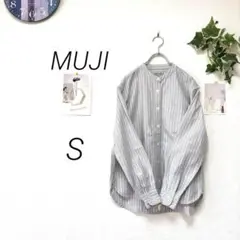 8856-2 無印良品 MUJI 長袖ストライプシャツ S コットン100%