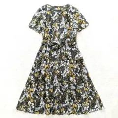 極美品/25年♡レリアン ロングワンピース リボン 花柄 Aライン 17+