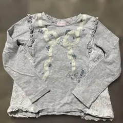 メゾピアノ ロンＴ Tシャツ 長袖 カットソー リボン レース 130サイズ