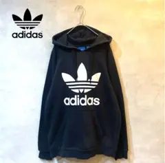 【ビッグサイズ】adidas アディダス　ビッグロゴパーカー　デカロゴ　XL 黒