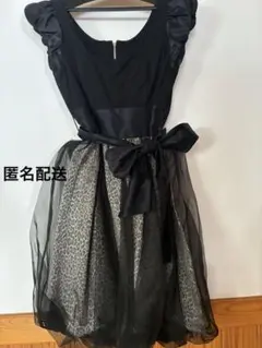 フリル袖ヒョウ柄パーティードレス