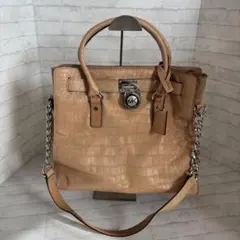 マイケルコース クロコ型押し 2WAYトートバッグ A4 通勤 PC 仕事 茶