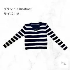 Diosfront ハート刺繍 ボーダーリブニット 短丈 M Y2Kのサムネイル