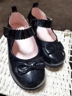黒いフォーマルシューズ リボン付き　19cm