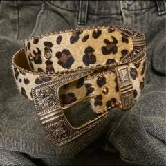 ウエスタンベルト y2k スタッズベルト グランジヒョウ柄 bigboy