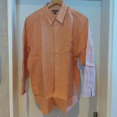 Eddie Bauer Ｙシャツ XL オレンジ系チェック　ボタンダウン　八分袖