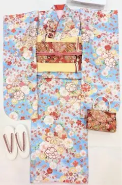 七五三 着物 7歳 フルセット 女の子 小紋柄の子供着物 結び帯セット