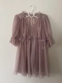 NICE CLAUP キャンディスリーブ　シフォンチュニック　シアーシャツ