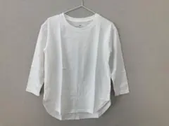 【ユニクロ】 長袖カットソー ラウンドネック　ラウンド裾/ ホワイト　110