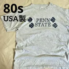 80s USA製 スーベニアTシャツ シングルステッチ 霜降りグレー L