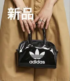adidas◆ミニボウリングバッグ/ショルダー◆ブラック/エナメル◆未使用