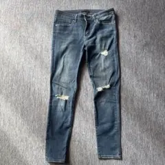 スキニーデニムパンツ ダメージ加工 インディゴのサムネイル