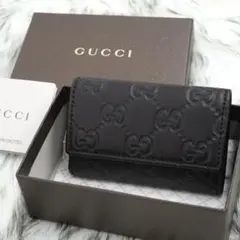 ほぼ未使用品　箱付き　GUCCI グッチ　キーケース　GG柄　シマ　ブラウン系