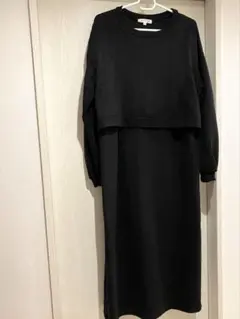 美品　3can4on マタニティ　授乳用　ワンピース　黒　春服　M