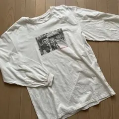長袖Tシャツ　ロンT 長袖カットソー　フォトプリント　白　チュニック丈