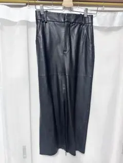 ZARA ザラ レザー風 ロングスカート スリット 黒 レディース