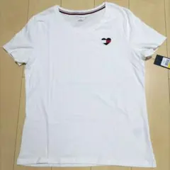 トミー　TOMMY HILFIGER Tシャツ M　ハート刺繍　ロゴ　新品　白